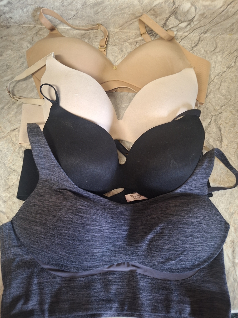 Victoria's Secret Bra Bundle in Nude, White, Black and Heather Gray